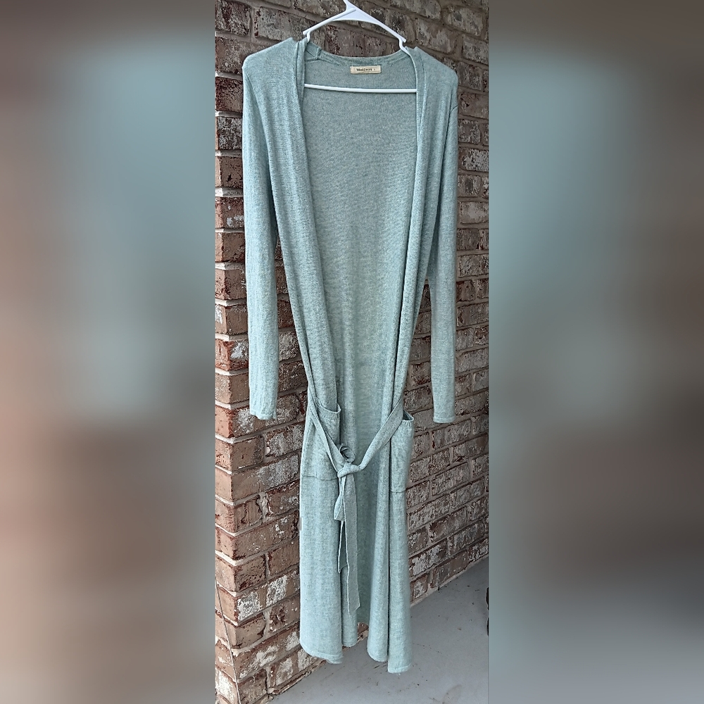 WoolOVERS Wool & Cashmere Knit Robe In Mint Green